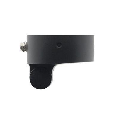 Close-up of a black metal clamp with adjustable knob, perfect for safe LED lighting installations and mounting.