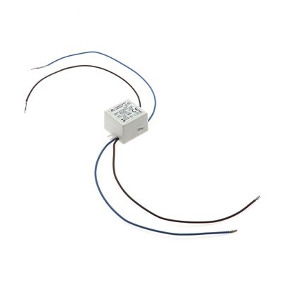 LED luminaire ballast, two blue and two brown wires, white background