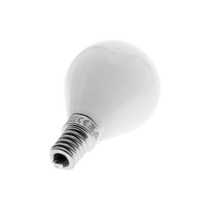 Incandescent light bulb with screw base on white base - energy efficient LED lighting option available in our shop.