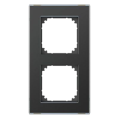 Schneider Exxact Frame 2-Gang Glass Solid Black
