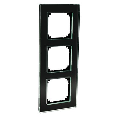 Schneider Exxact Frame 3-Gang Glass Solid Black