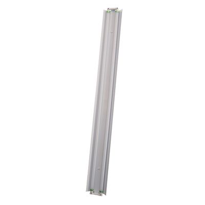 Elegant rectangular LED luminaire with a slim metallic design, ideal for modern spaces. Energy efficient lighting with a pure white background.