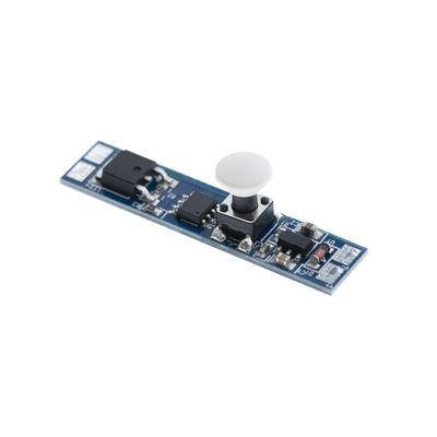 Small blue LED circuit board with white control button, ideal for lighting and illumination projects.