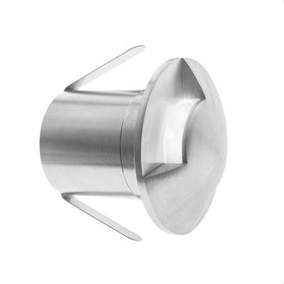 Stainless steel tubular plug with round top and side handles, luminaire part. Ideal for LED installations, insulated with white base.