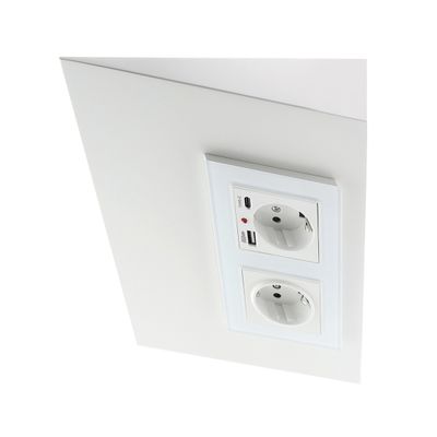 Slim corner socket for kitchen, 2 socket, USB-A and USB-C charging ports, White