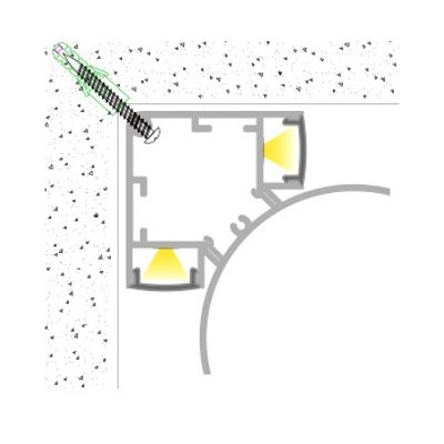 Surface LED strip aluminium profile CORNER MOUNT 1cm, two directions White