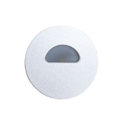 Round metal LED luminaire with semi-circular glass window, perfect for modern lighting solutions.