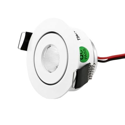 White round LED light with side brackets, red and black wires attached; it has a green QC pass label. Ideal for efficient lighting solutions.
