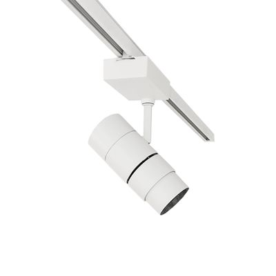 Alternative text: 'Elegant white cylindrical rail luminaire for ceiling rail, perfect for modern LED lighting solutions in the home or office.