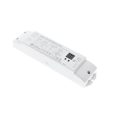White LED controller with printed specifications and digital display for improved control of energy efficient lighting solutions.