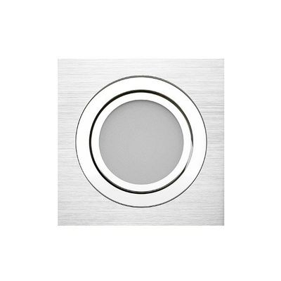 LED downlight — SQUARE SQ033BR, IP44, adjustable & dimmable 9W, brushed aluminium, high CRI97, 4000K