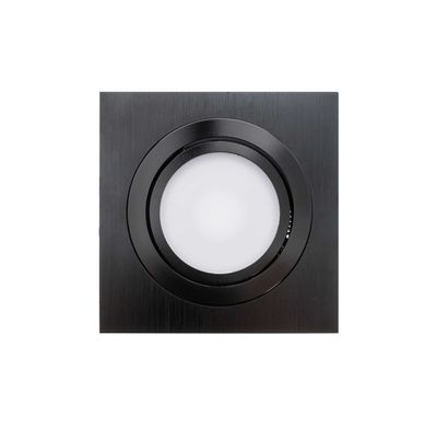 Rectangular black recessed LED ceiling light with round white centre for modern lighting.