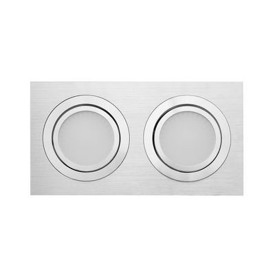 LED downlight — SQUARE DOUBLE, adjustable & dimmable 2x9W, brushed aluminium, high CRI97, 4000K