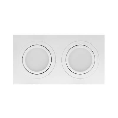 Energy efficient rectangular LED panel with two circular recessed lights - perfect for modern interiors and sustainable lighting solutions.
