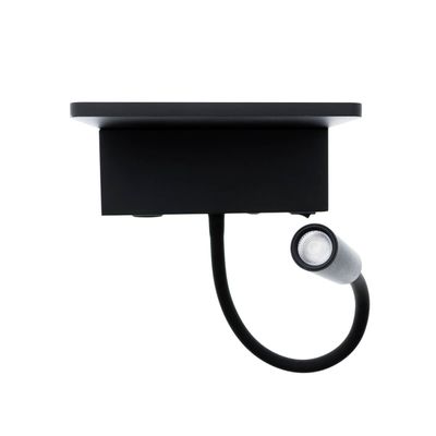 Flexible black LED reading light with cylindrical bracket on a rectangular base, perfect for focused lighting and stylish modern home decor.