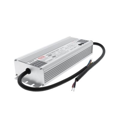 Silver coloured rectangular LED power supply marked "Mean Well HLG-320H-24B" with black cable for LED lighting solutions.