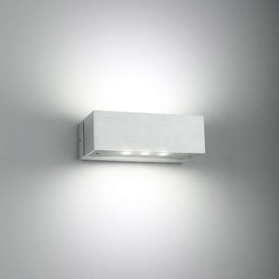 Indoor LED wall light fixture — ANGULAR 2, water resistant IP44, up down lights, 2x3W, brushed aluminium, 3000K