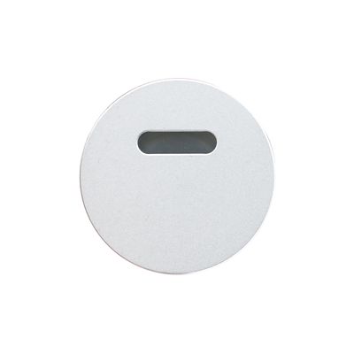 Round flat silver LED luminaire with oval groove, ideal for contemporary lighting solutions.