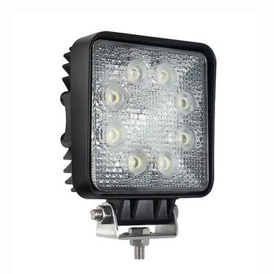 "Square LED task light with 9 round lights in a black frame, mounted on a metal bracket for durable and efficient lighting.