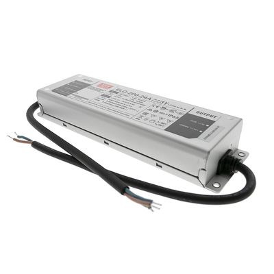 "Rectangular metal LED controller with black cable and visible wires on a white background - perfect for efficient LED lighting.