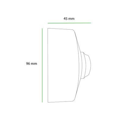 Side view of a dome-shaped LED light with dimensions: height 96 mm and width 45 mm, ideal for compact lighting solutions in shop and home.