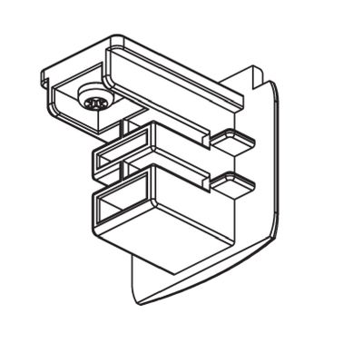 Isometric image of a bracket with three grooves and mounting hole, ideal for LED lighting installations.