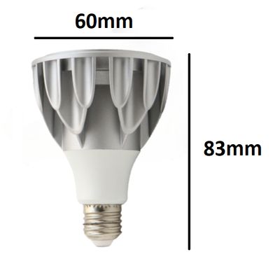 SEO-friendly alternative text: "60mm x 83mm LED lamp with silver-coloured pendant for efficient lighting. Ideal for modern interiors. Energy saving and environmentally friendly.