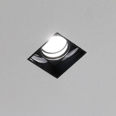 Rectangular recessed ceiling light with a bright bulb on a white textured ceiling - perfect for modern home lighting.