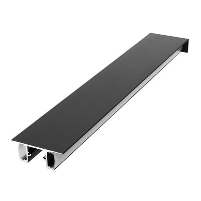 Black rectangular LED luminaire with aluminium housing, modern design; perfect for contemporary interiors. Energy efficient lighting solution.