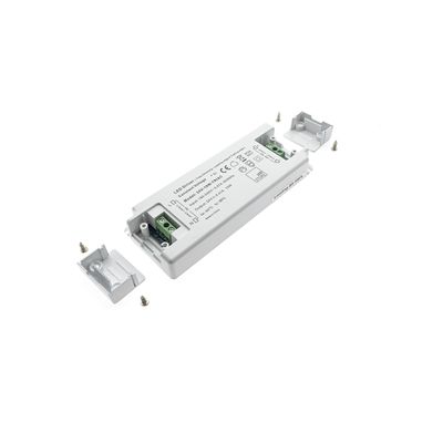 LED controller unit with wiring connectors, screw caps and fixing screws for lighting installation.