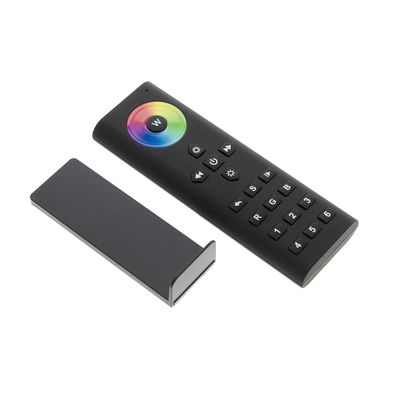 LED lighting remote control with colourful wheel, function buttons and numeric keypad; stylish cover combined with enhanced usability.