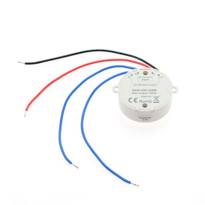 LED lighting module with red, black, blue wire; marked 230V-240V, maximum power 100W. ROHS and CE certified for safety and efficiency.