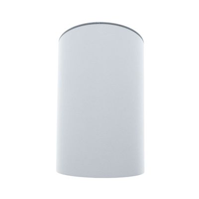LED light, cylindrical grey design, energy efficient lighting, modern home lighting solution against a white background.