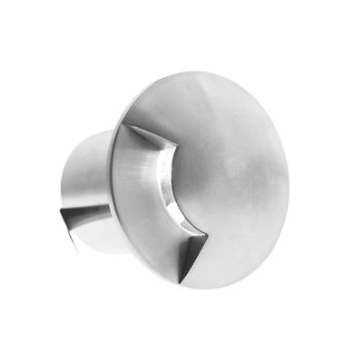 Modern metal LED luminaire with round base and bevelled edges, ideal for contemporary interiors, insulated with white base.