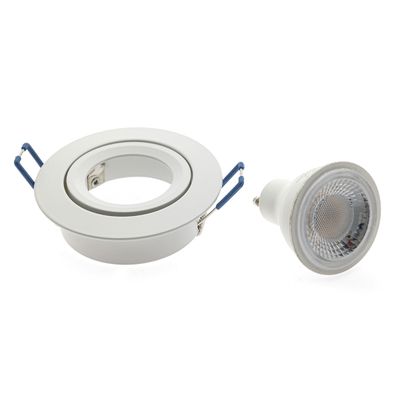 White flush mount LED downlight and spotlight with white background, lighting accessories