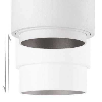 Stylish, cylindrical white LED ceiling light with adjustable design for modern interiors.