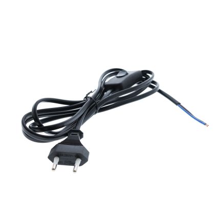 2m black cable with switch and plug