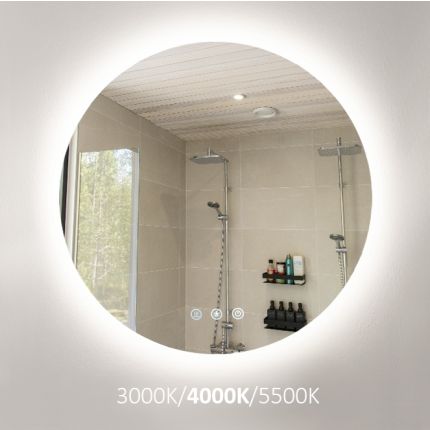 LED bathroom mirror light — Round MOON 800 CCT, water resistant IP55, 15W, 3000-4000-5500K, high CRI95