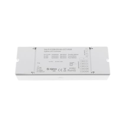 VaLO Zigbee 5 channel LED receiver 12V-36V - for Single colour, CCT, RGBW or RGB+CCT led lights 30-40A