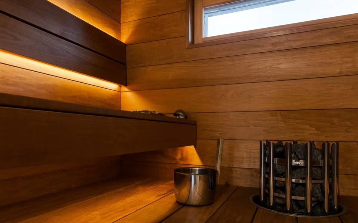 Sauna LED lighting behind the backrest and under the benches
