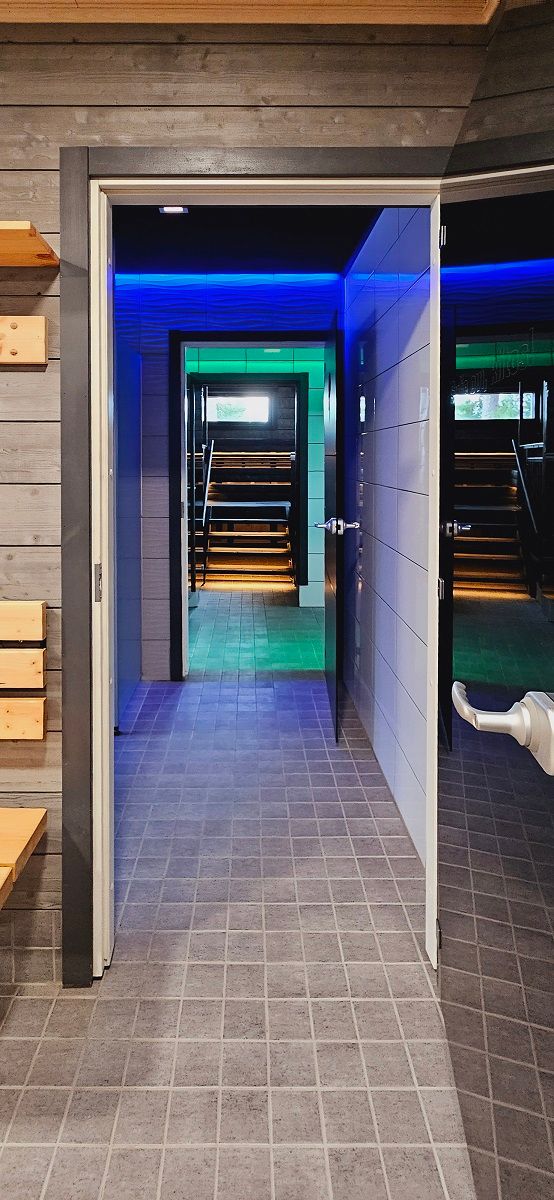 A coloured LED ribbon to rhythm the space and create a cheerful atmosphere, photo by The Dandelions