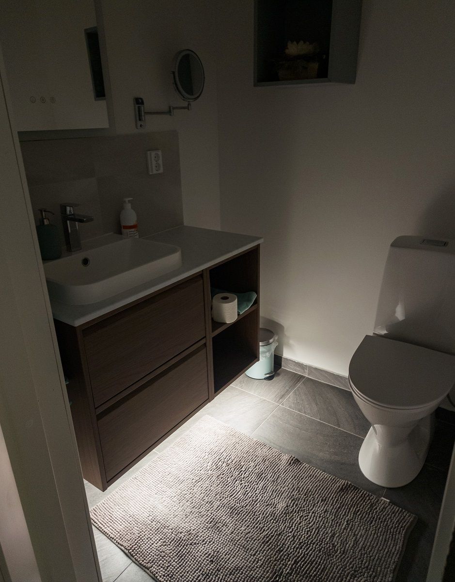 Led tape under the toilet cabinets