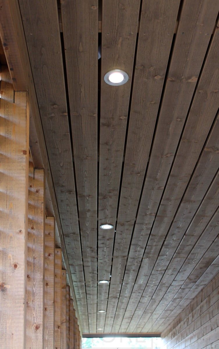 Housing Fair 2014: R023 brushed aluminium spotlight on terrace roof in line. Ledstore.fi