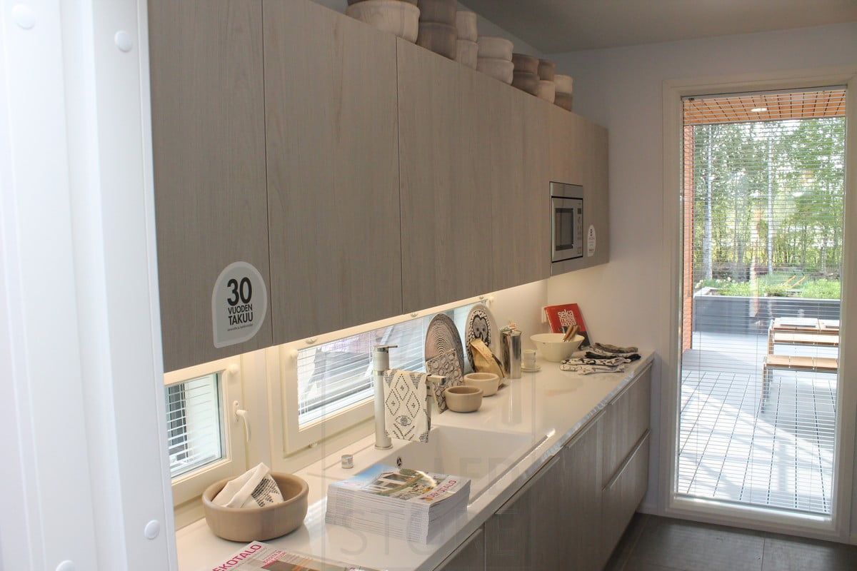 Housing Fair 2014: kitchen worktop lighting implemented with led leather in aluminium profile. Ledstore.fi