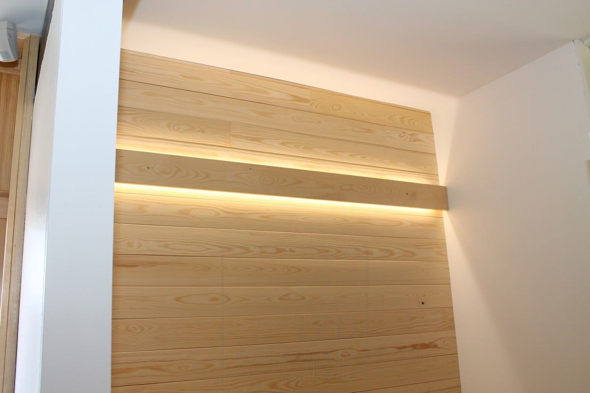 Housing Fair 2014: led tape on the wall behind the board indirectly. Ledstore.fi