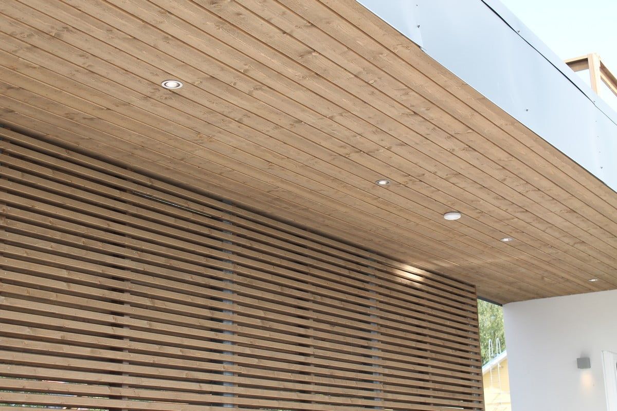 Housing Fair 2014: R023 brushed aluminium spotlight on terrace roof. Ledstore.fi