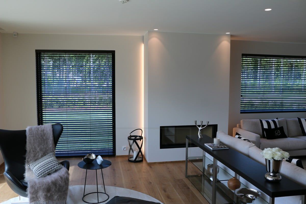 Housing Fair 2015: led strip behind the fireplace to highlight the fireplace and illuminate the indirect light. Ledstore.fi