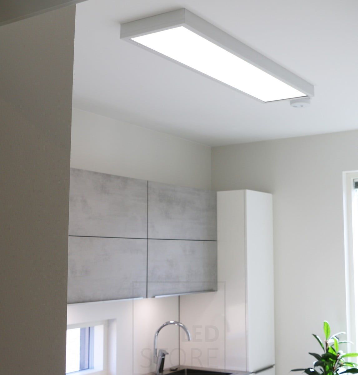 Housing Fair 2018: 300x1200 led panel in a surface mount box in a utility room. Ledstore.fi