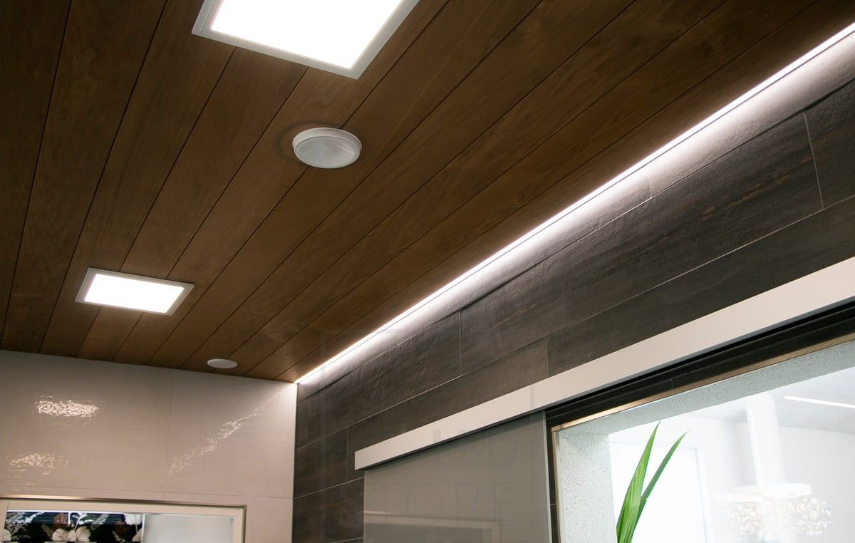 Housing Fair 2018: 300x300 led panel and led ribbon in low profile at panel level. Ledstore.fi