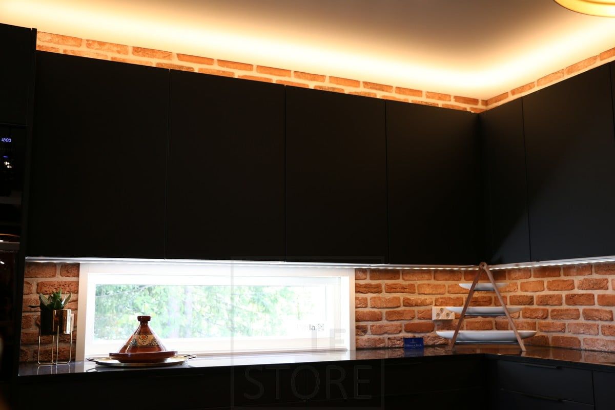 Housing Fair 2019: Indirect light in the kitchen on top of a cupboard. Ledstore.fi